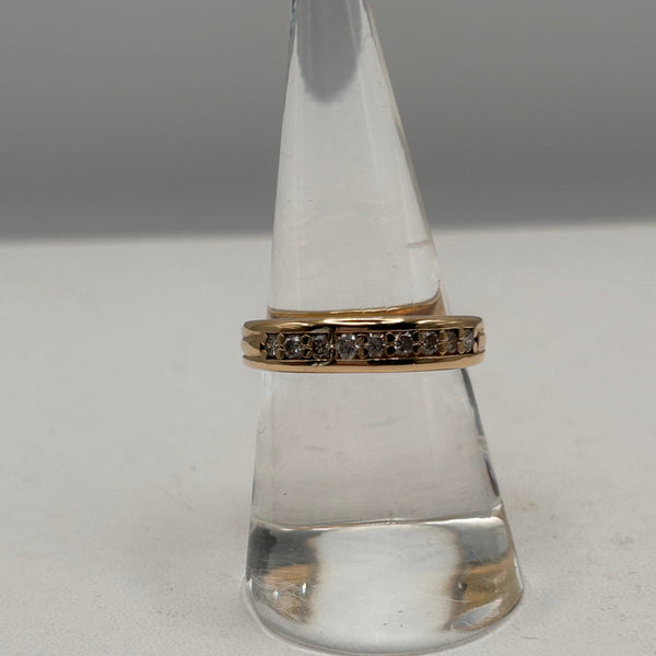 Bague Demi Tour en Or Jaune 18K avec Diamants - T 56