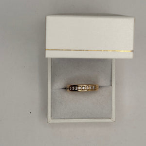 Bague Demi Tour en Or Jaune 18K avec Diamants - T 56