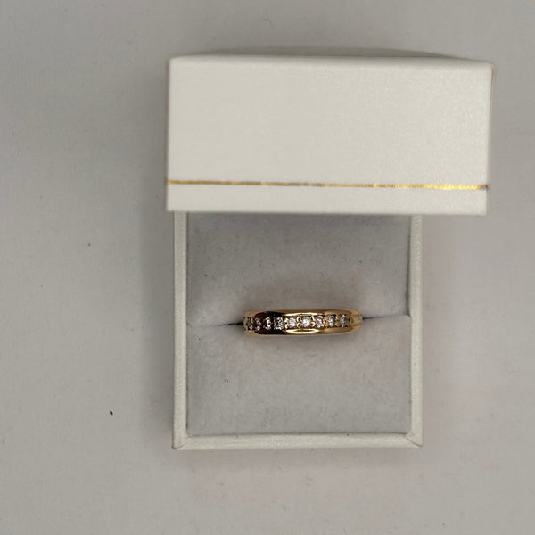 Bague Demi Tour en Or Jaune 18K avec Diamants - T 56