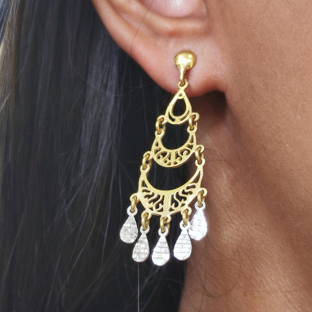 Boucles d'oreilles en Or Jaune et Or Blanc 18K - 6.80g