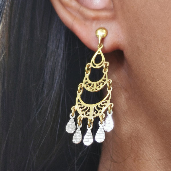 Boucles d'oreilles en Or Jaune et Or Blanc 18K - 6.80g