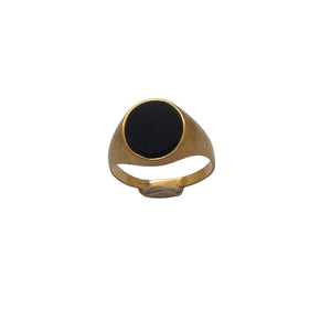 Bague en Or jaune 18 carats avec Pierre Agathe noire 4.02 Taille 62