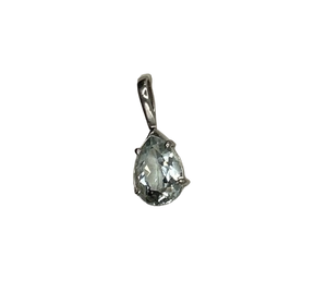 Pendentif Médaille Aigue Marine en Or Gris 18 Carats