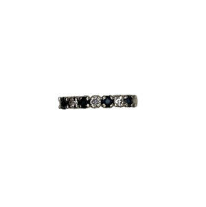 Alliance en Or Blanc 18K avec Diamants et Saphirs