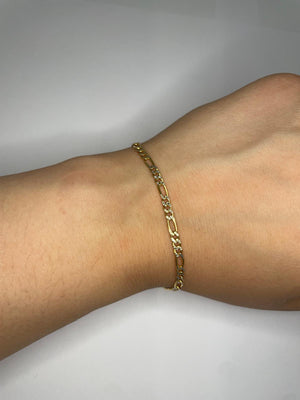 Bracelet Gourmette Figaro en Or Jaune 18 K - 4.02 Grs