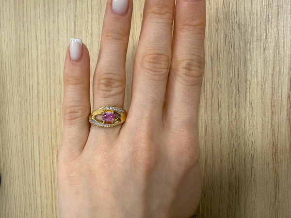 Bague Or avec Diamant et Saphir Rose