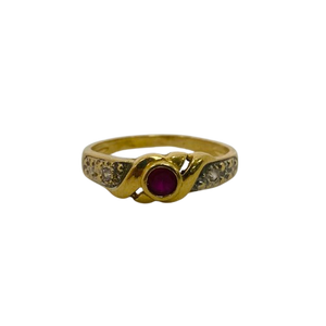 Bague en Or Jaune 18K Rubis et Zirconiums