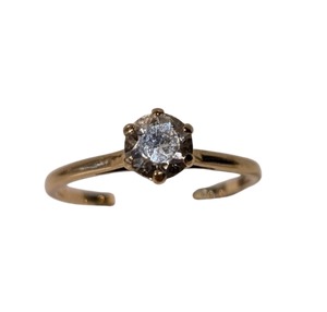 Bague Solitaire Or Jaune 18K avec Zirconium