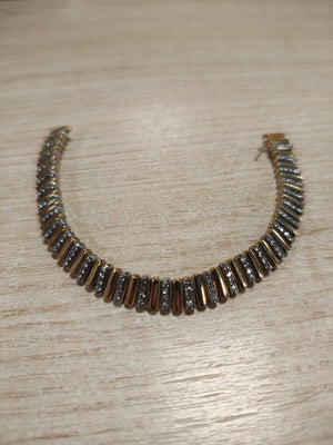 Bracelet Articulé 2 Ors avec Diamants 18K 19CM