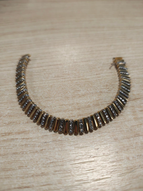 Bracelet Articulé 2 Ors avec Diamants 18K 19CM