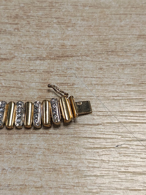 Bracelet Articulé 2 Ors avec Diamants 18K 19CM