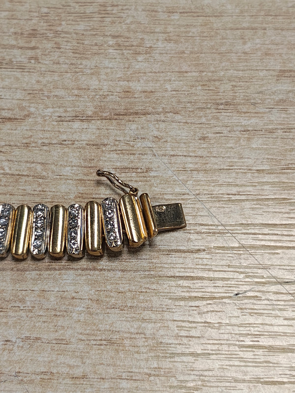 Bracelet Articulé 2 Ors avec Diamants 18K 19CM