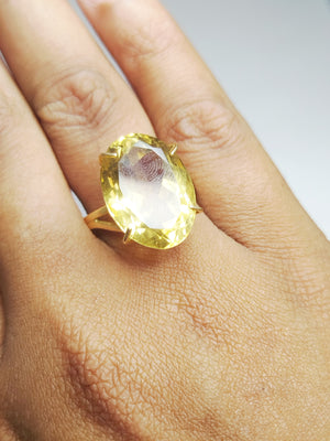Bague Citrine en Or Jaune 18K Taille-59
