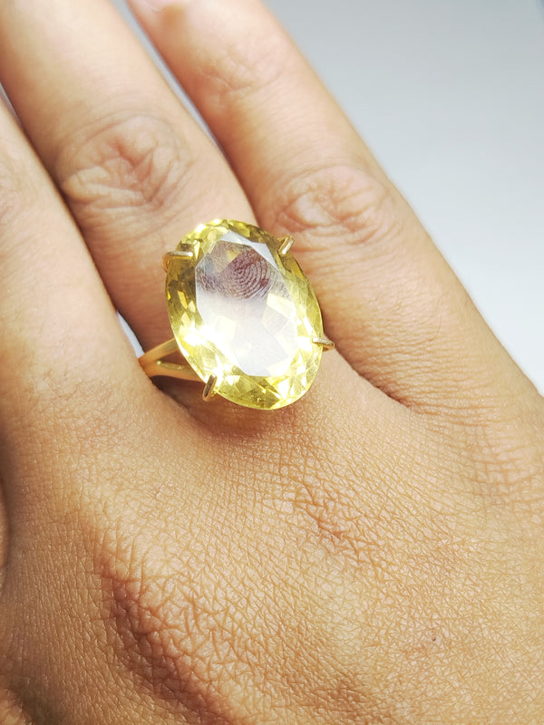 Bague Citrine en Or Jaune 18K Taille-59
