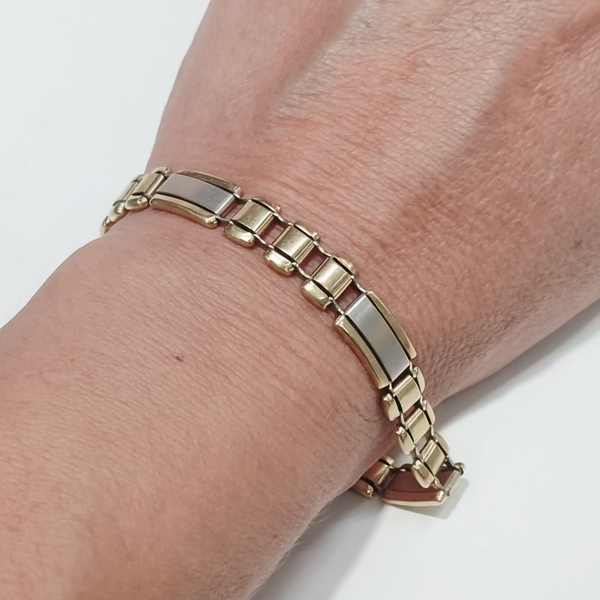 Bracelet Gourmette en Or Jaune et Gris 18k - 15.21 G