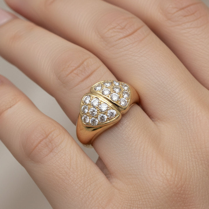 Bague Or Jaune Diamants Empierrée 18K