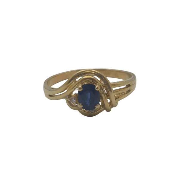 Bague Or Jaune avec Diamants et Saphir