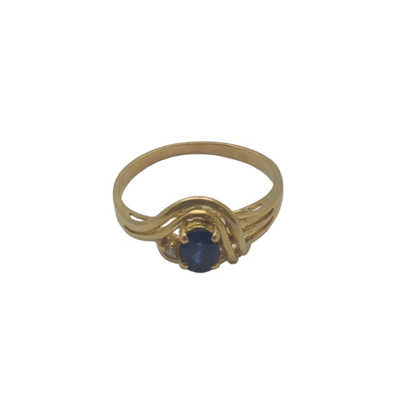 Bague Or Jaune avec Diamants et Saphir