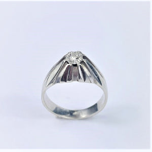 Bague Dôme en Or Blanc avec Diamant 0.10ct