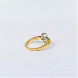 Bague Fleur 2 Ors avec Diamant Solitaire 0.18ct