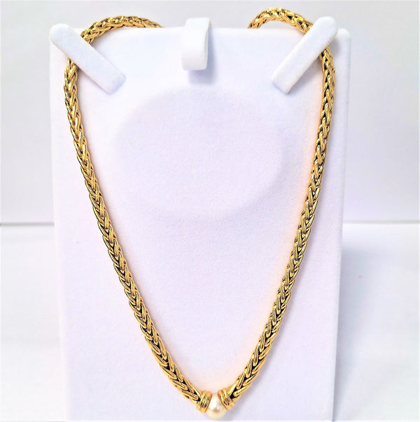 Collier maille Palmier Perle Or jaune