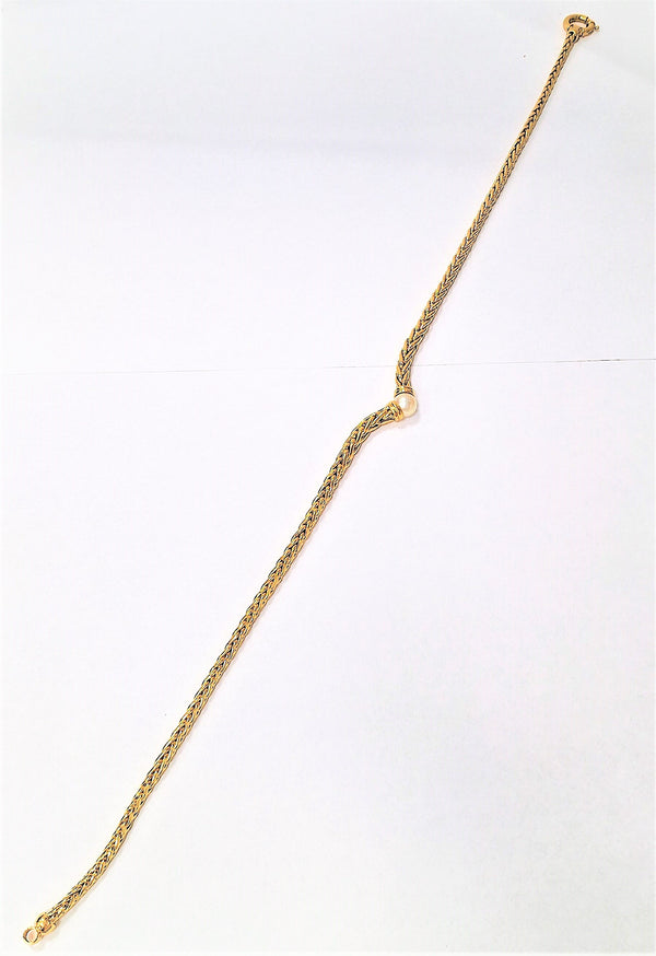 Collier maille Palmier Perle Or jaune