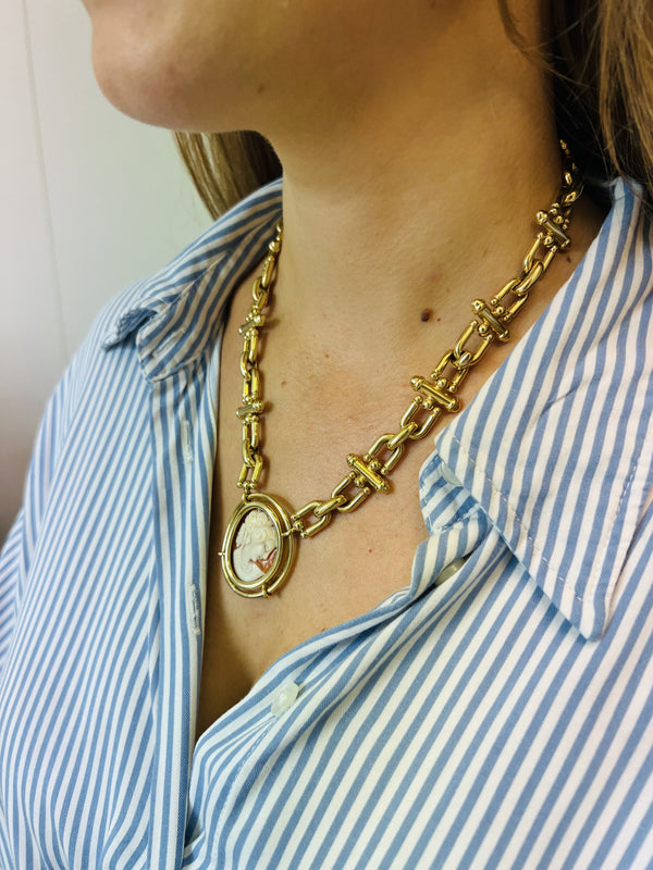 Collier Grosse Maille Avec Camée