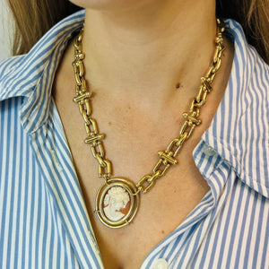 Collier Grosse Maille Avec Camée