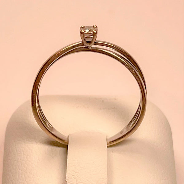 Bague Or Blanc avec Diamant Solitaire 0.10ct