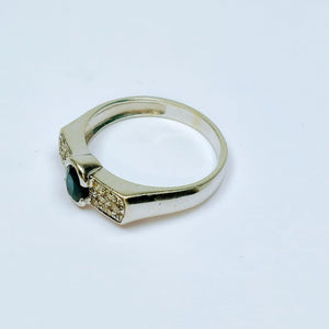Bague Or Blanc avec Saphir et Diamant