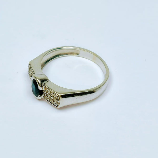 Bague Or Blanc avec Saphir et Diamant