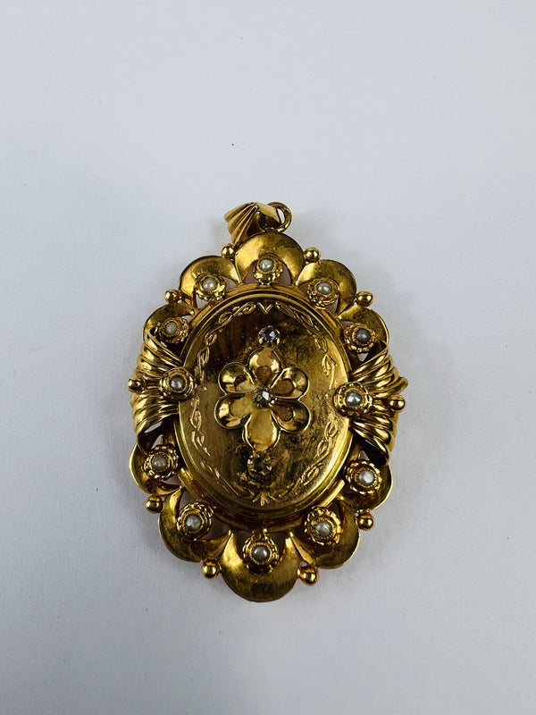 Pendentif Cassolette Or Jaune 18K avec Perle de Culture