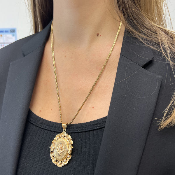 Pendentif Cassolette Or Jaune 18K avec Perle de Culture