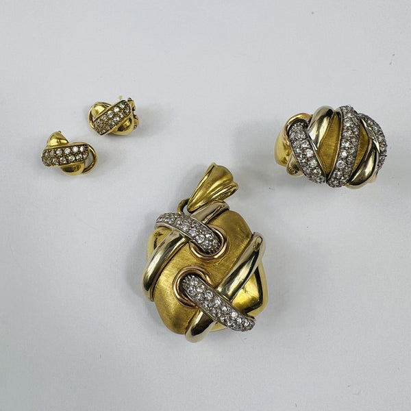 Pendentif Croisé Or Jaune 18K avec Oxydes