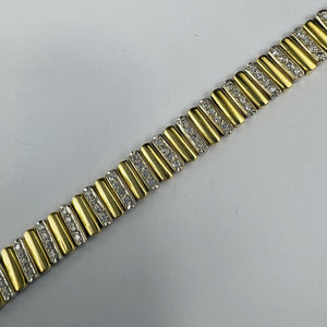 Bracelet Articulé 2 Ors avec Diamants 18K 19CM