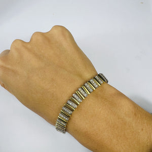 Bracelet Articulé 2 Ors avec Diamants 18K 19CM