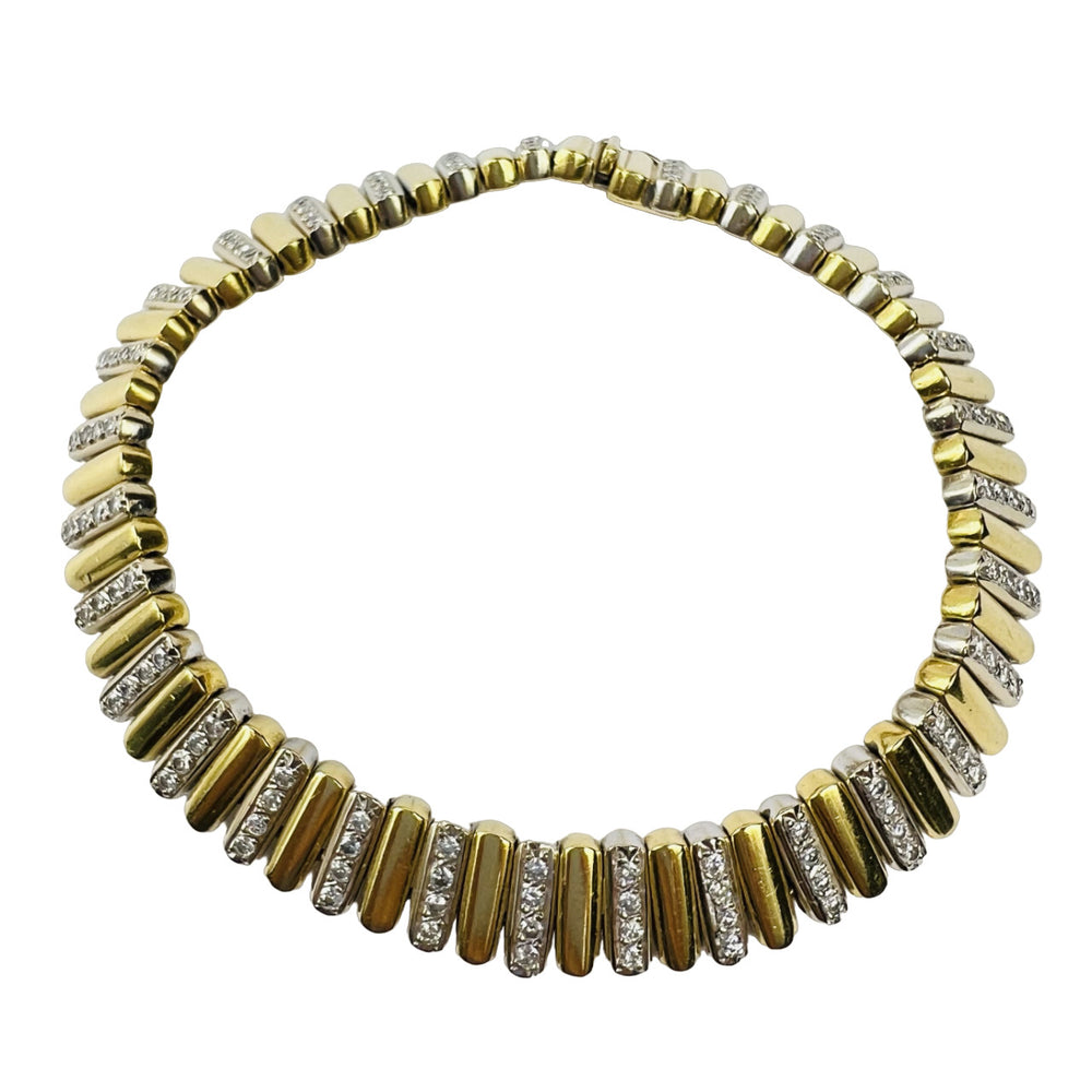 Bracelet Articulé 2 Ors avec Diamants 18K 19CM