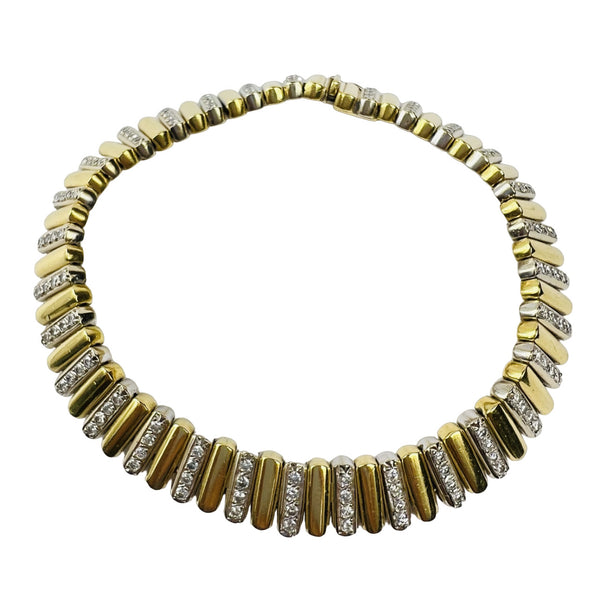 Bracelet Articulé 2 Ors avec Diamants 18K 19CM