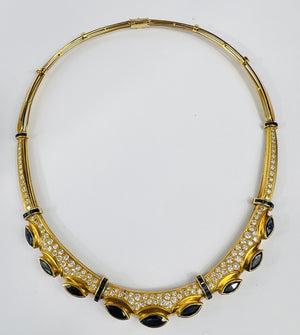 Collier Or Jaune avec Saphir et Diamant 18K