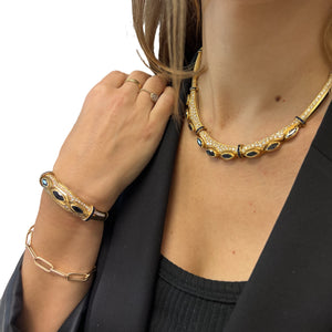 Collier Or Jaune avec Saphir et Diamant 18K