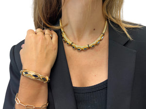 Collier Or Jaune avec Saphir et Diamant 18K