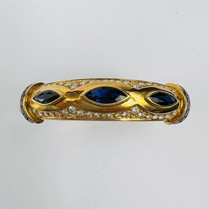 Bracelet Or Jaune avec Saphirs et Diamants 18K 19CM