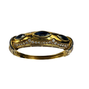 Bracelet Or Jaune avec Saphirs et Diamants 18K 19CM