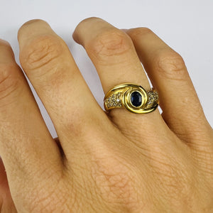 Bague Or Jaune avec Saphir et Diamant