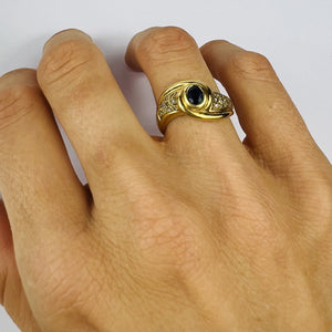 Bague Or Jaune avec Saphir et Diamant
