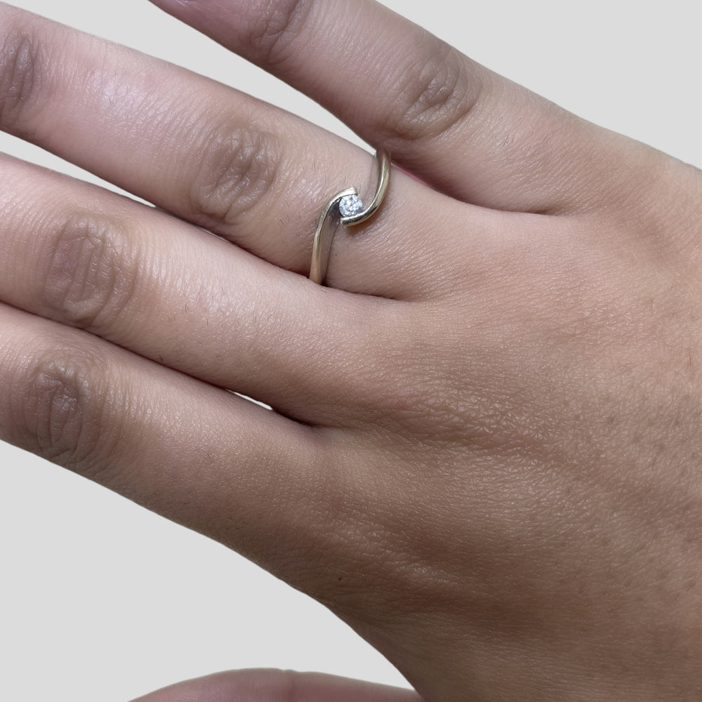 Bague Or Blanc 18K avec Diamant Solitaire T.51,5