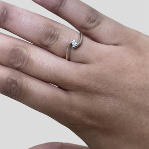 Bague Or Blanc 18K avec Diamant Solitaire T.51,5