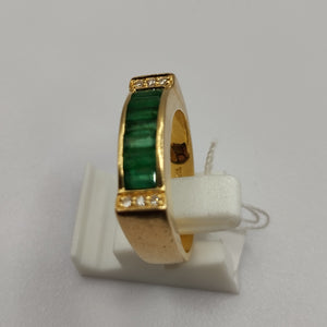 Bague Or avec Diamants et Pierres Vertes