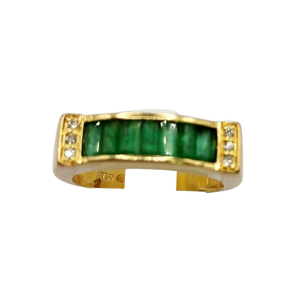 Bague Or avec Diamants et Pierres Vertes