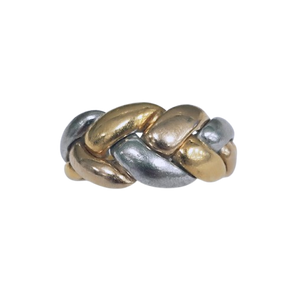 Bague tressée en or jaune et gris 18K T.55